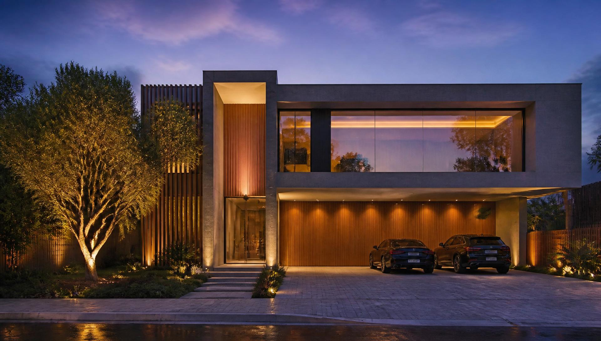 Render arquitetônico fotorealista de residência contemporânea de luxo